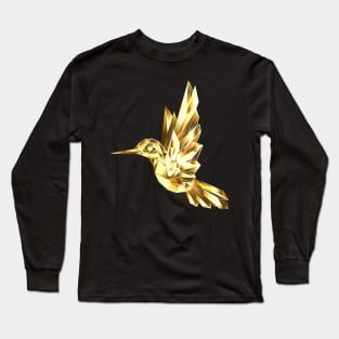 Gold Polygonal Hummingbird Long Sleeve T-Shirt
